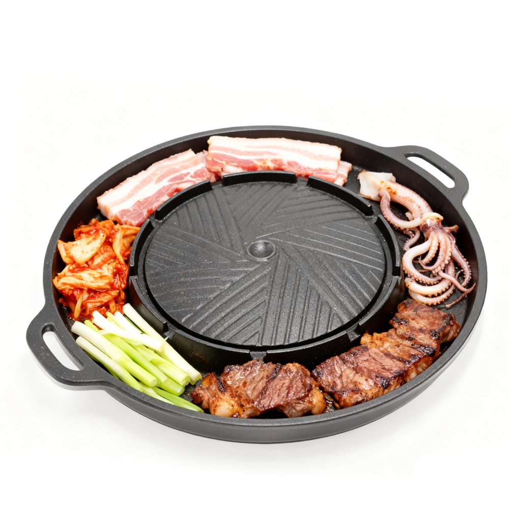 Korean Bbq Grill - KOSUN Koreanische BBQ-Grillpfanne, 2-in-1, runde Grill-Sharing-Platte